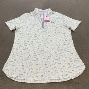 Masters Golf Quarter Zip Shirt Womens Medium White Magnolia Lane Tech Print